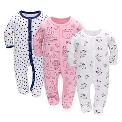 Combinaisons d'automne pour bébés, barboteuse à manches longues avec animaux de dessin animé, pour filles et garçons, vêtements pour nouveau nés, 3 pièces/lot 