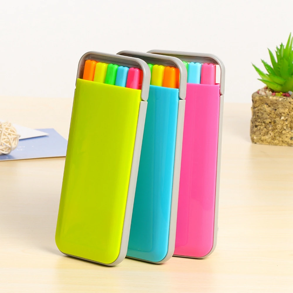 

5 Colors/box Candy Color Highlighter Pen Set Mini Fluo Markers Stationery School Supplies Caneta Fluorescente Art Supplies