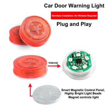 

2pcs Wireless Magnetic Car Opening Door Warning Light LED Strobe Flashing Anti Rear-end Collinsion Indicator Lights Signal Lamp