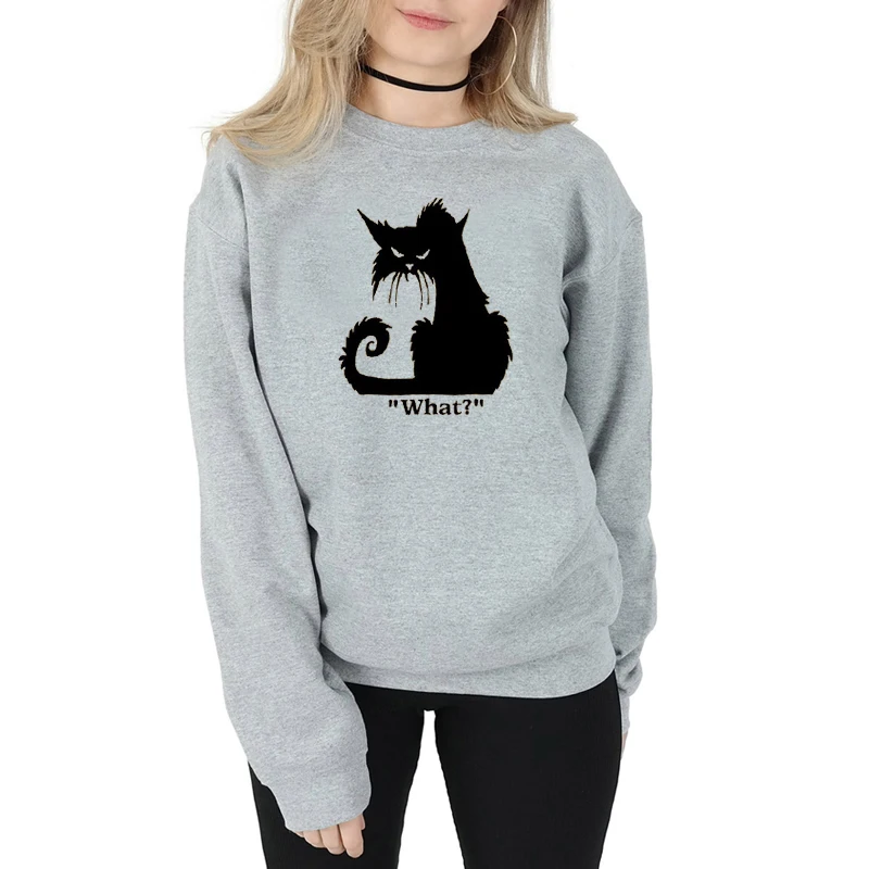 Angry cat Женская Модная хлопковая Повседневная забавная графическая tumblr young hipster Милая Толстовка слоган подарок уличный стиль пуловеры Топы
