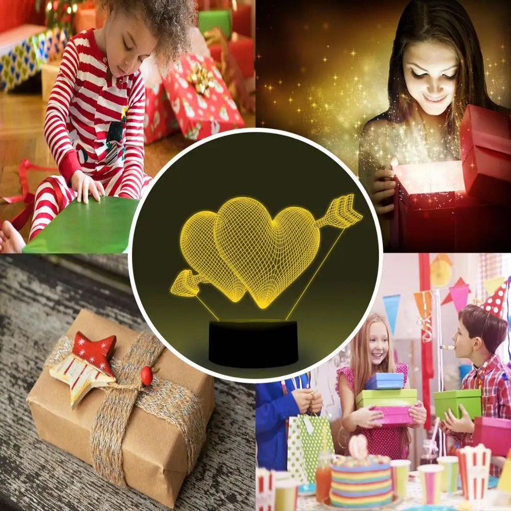 NiteApps 3D стрелка через сердце ночник настольная Иллюзия украшение лампа подарок на день рождения приложение/сенсорное управление