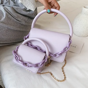

Two Size Small Chain Design Crossbody Bags For Women 2020 Summer Chain Shoulder Handbags and Purses Lady Cross Body Bag