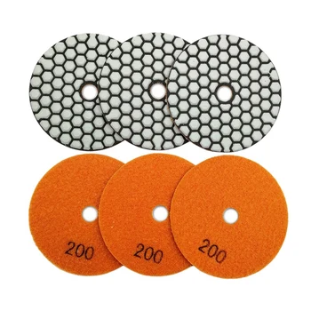 

6Pcs 4 Inch /100Mm Grit #200 Diamond Flexible Dry Polishing Pad Granite & Marble Stone Sanding Disc Resin Bond Polisher Pad