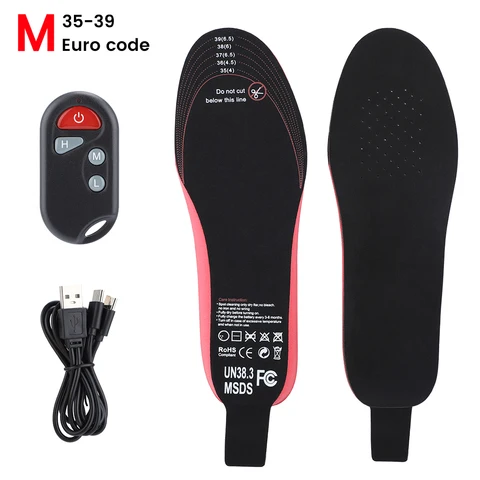 Heating Thermal Insole Rechargeable Remote Control Thermostat Heating Warm Shoes Pad Temperature Adjustment 35-46 Euro