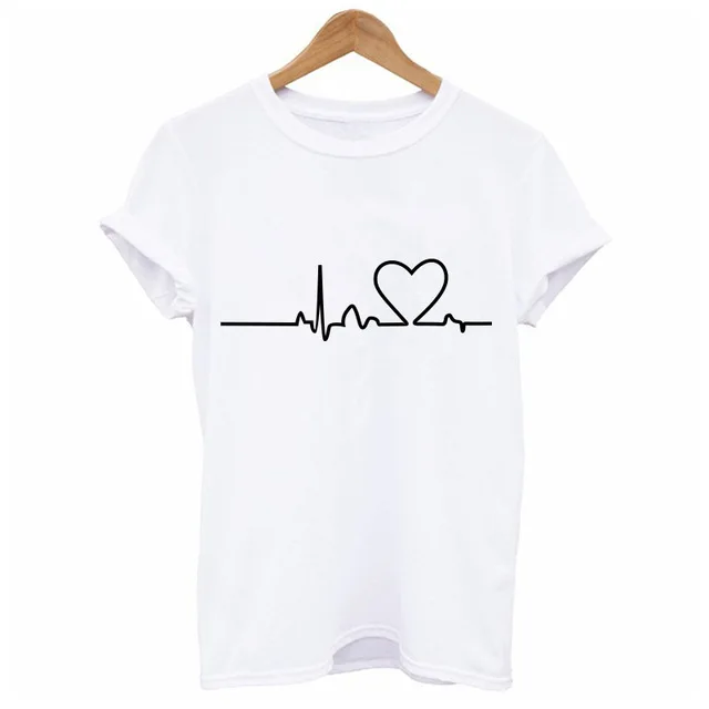 Style4 White Летняя парная Футболка "Влюбленные" для женщин, повседневные белые топы, женская футболка, футболка с вышитым сердечком, женская футболка - Цвет: Style4 White