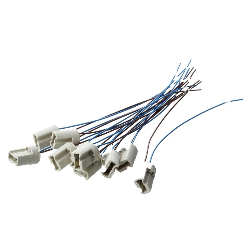 

10Pcs 250V 2A G9 Socket Ceramic Light Lamp Holder with Cable Lead--Off-White
