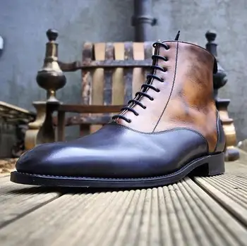 

Fashion Men Shoes Top Quality Zipper PU Leather Men's Vintage Lace Up Martin Boots Casual Zapatos De Hombre YK480