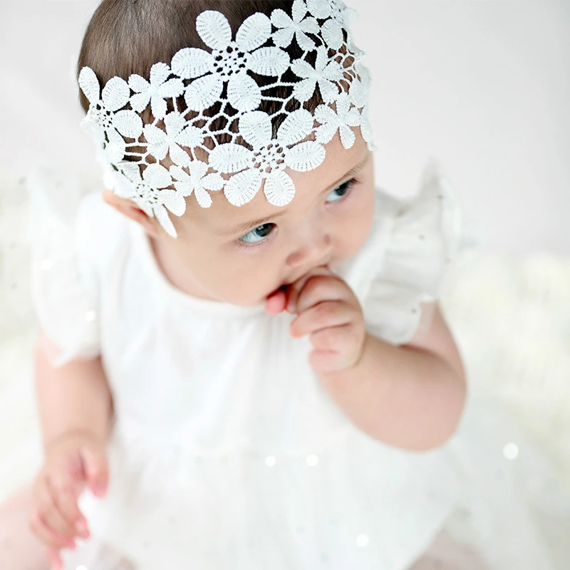 Diadema de encaje blanco para niña bebé, accesorios para el cabello para recién nacido, cinta para pelo, bautizo, envoltura para la cabeza, Fotos profesionales|Accesorios para pelo| - AliExpress
