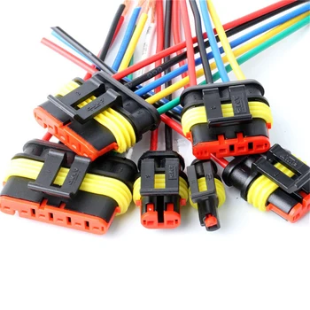

1set AMP 1P 2P 3P 4P 5P 6P Way Waterproof Electrical Auto Connector Male Female Plug with Wire Cable harness for Car Motorcycle