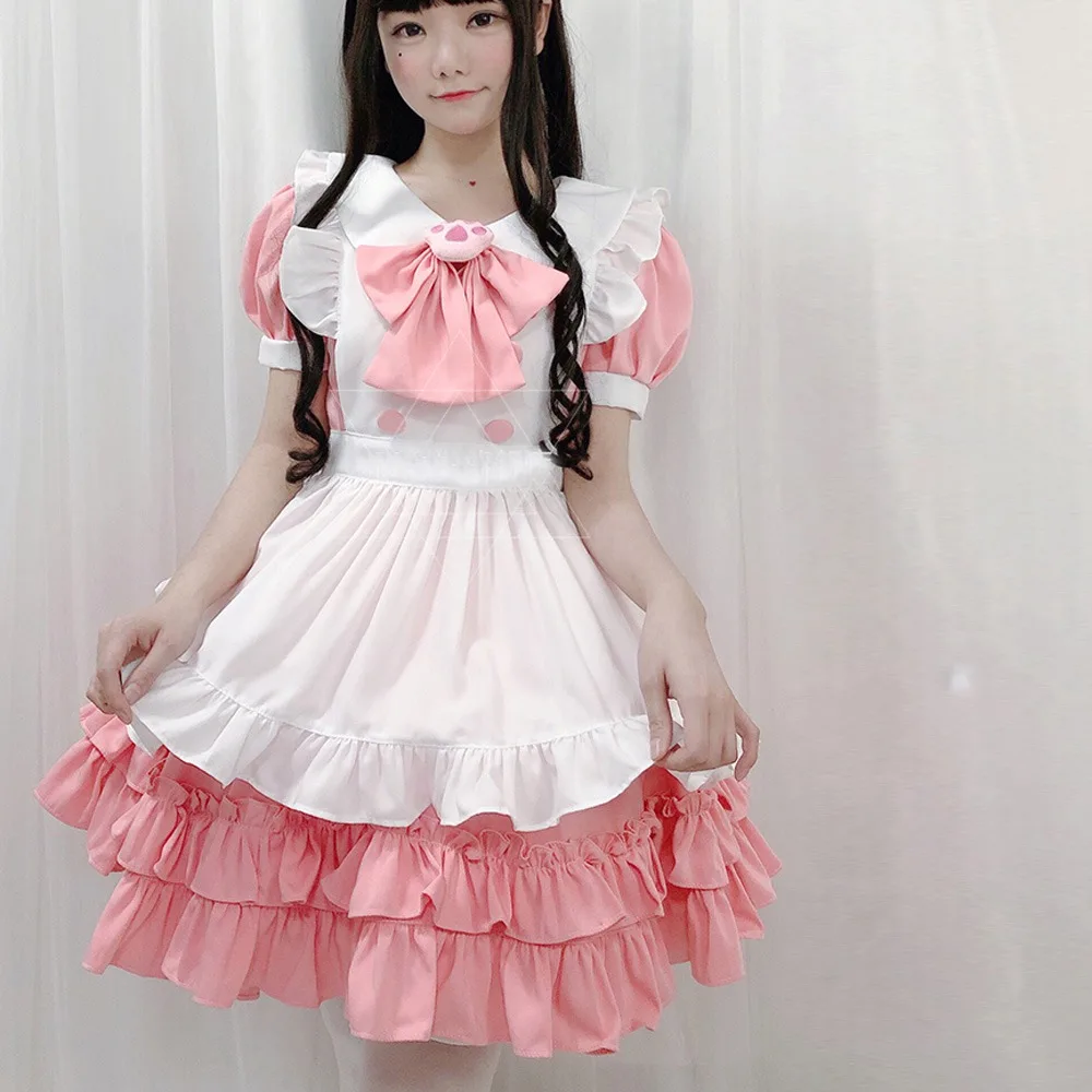 

Милое платье принцессы Lolita OP maid, розовое, мягкое, косплей, AFC886