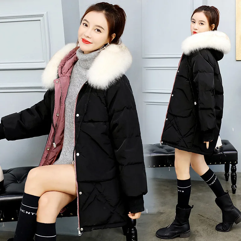 

Casual Cotton-padded Clothes 2018 Winter New Style Women's Mid-length Thick Loose Cocoon Short-height Cotton Coat Cotton-padded