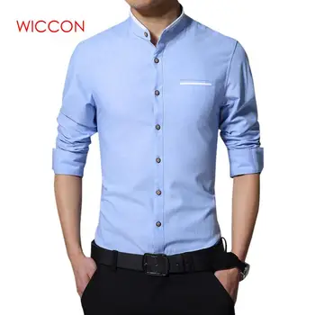 

New Fashion Casual Men Shirt Long Sleeve Mandarin Collar Slim Fit Shirt Men Korean Business Mens Dress Shirts Men Clothes M-5XL