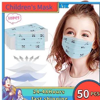 

Fast Shipping Kids Children's Mask Disposable Face Mask Industrial 3Ply Ear Loop 50PC Mask Facemask For Kids With Cartoon