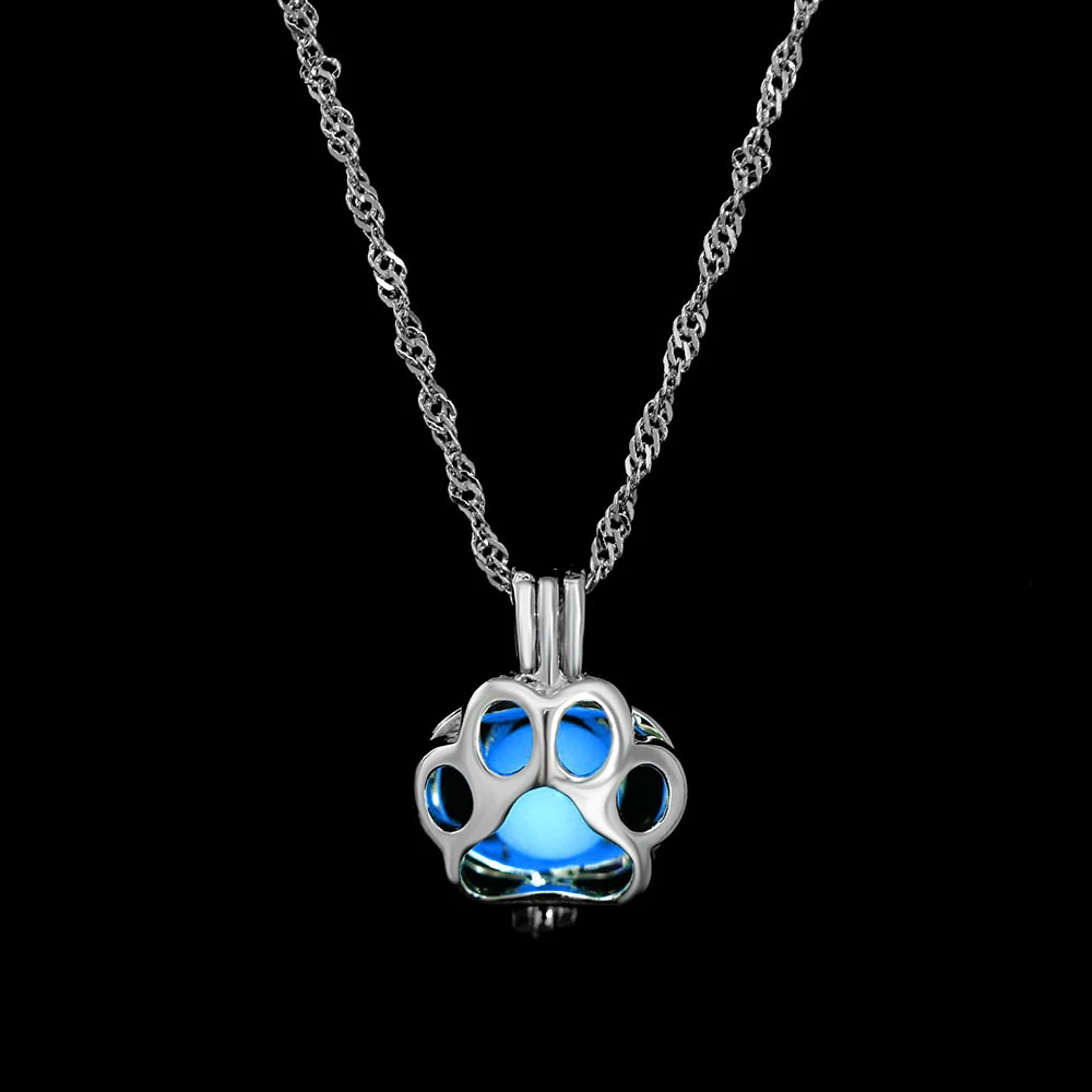 Светящееся Цепочки и ожерелья подвеска с драгоценным камнем ювелирные изделия с серебряным покрытием Для женщин 4 цвета подвеска с бусинами из камней полый световой Цепочки и ожерелья подарки - Окраска металла: N877 Blue