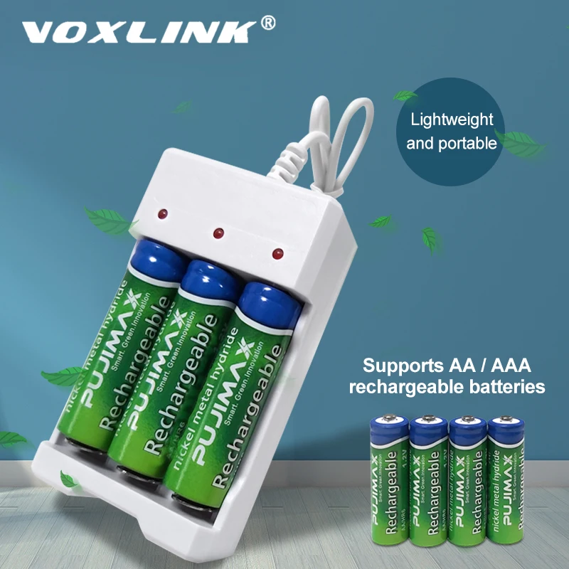 

VOXLINK 3slots USB Battery Charger With USB cable For AA/AAA Rechargeable Batteries Charger For remote control microphone camera