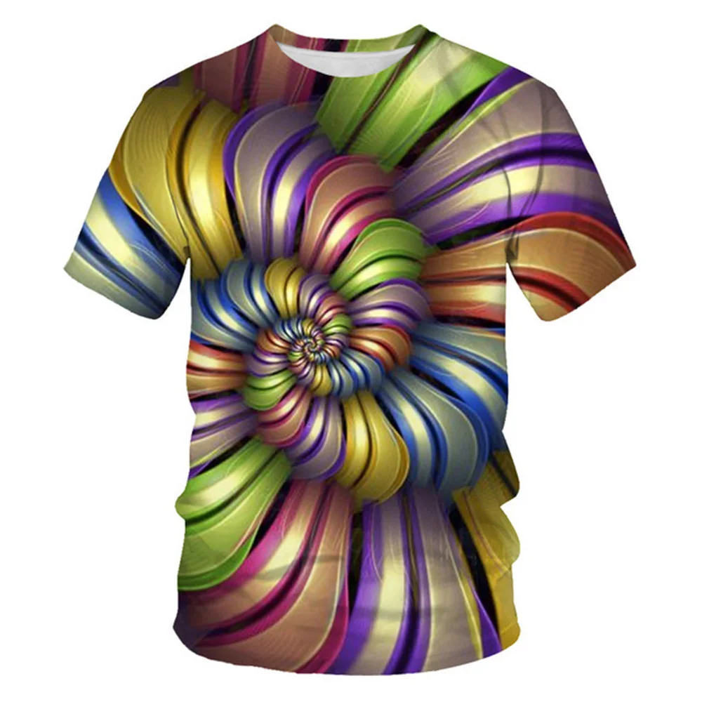 

New 3D Spiral Own Design Men's T shirt 3D 7 Color Rotation Tshirt Print Harajuku Tops Tee Short Sleeve Fitness Unisex t-shirt