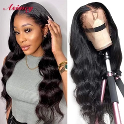 Body Wave Brazilian Human Hair Wigs Transparent Lace Frontal Wig For Black Women 13X4 180 Density 30 32in Preplucked Virgin Remy