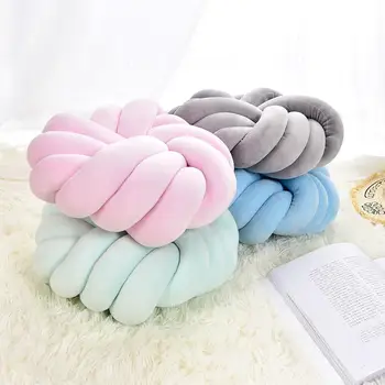 

Round Knot Pillow Hand-woven Cushion Throw Pillow Home Sofa Decoration Ball Knot Pillow Solid Color Adult Bedroom Decor Supplies