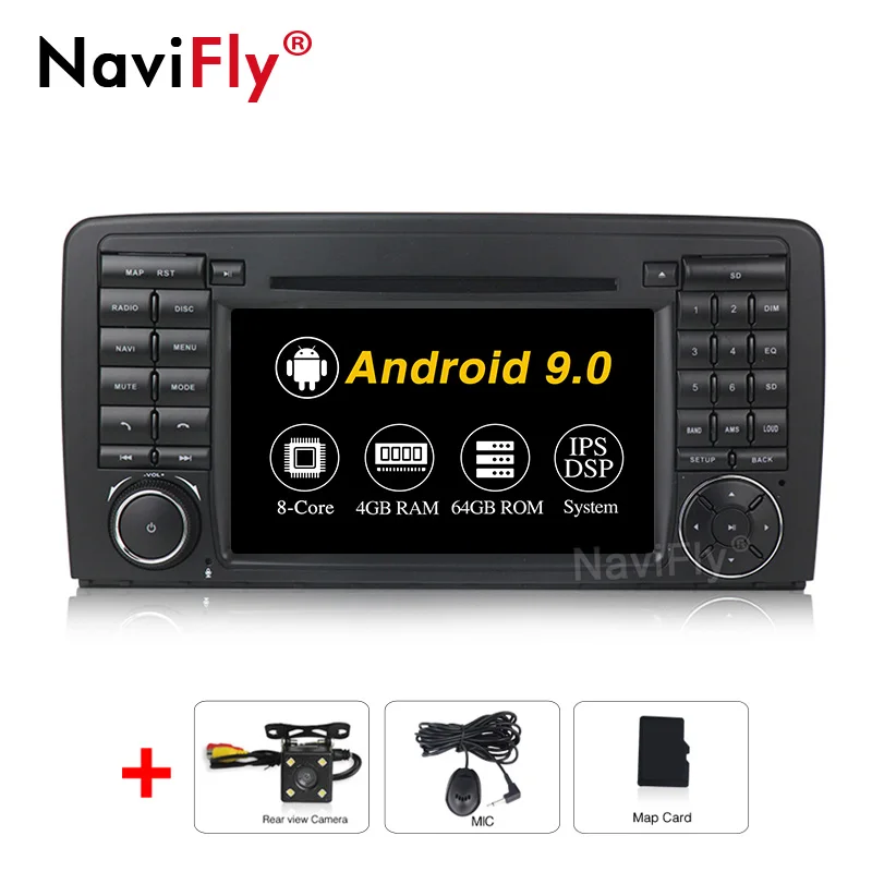 NaviFly Android 9 PX5 4 Гб+ 64 Гб ips экран DSP автомобильный проигрыватель с радио и GPS для Mercedes Benz R Class W251 R280 R300 R320 R350 для автомобиля, dvd мультимедийный плеер навигационный головное ус - Цвет: 4GB-64GB-Camera