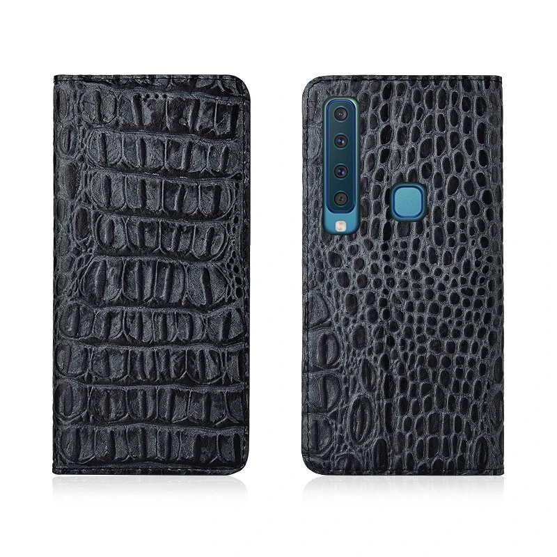

Crocodile Back Pattern Genuine Real Leather Magnetic Flip Phone Bag For Samsung Galaxy A9 2018/Samsung Galaxy A9S Phone Case
