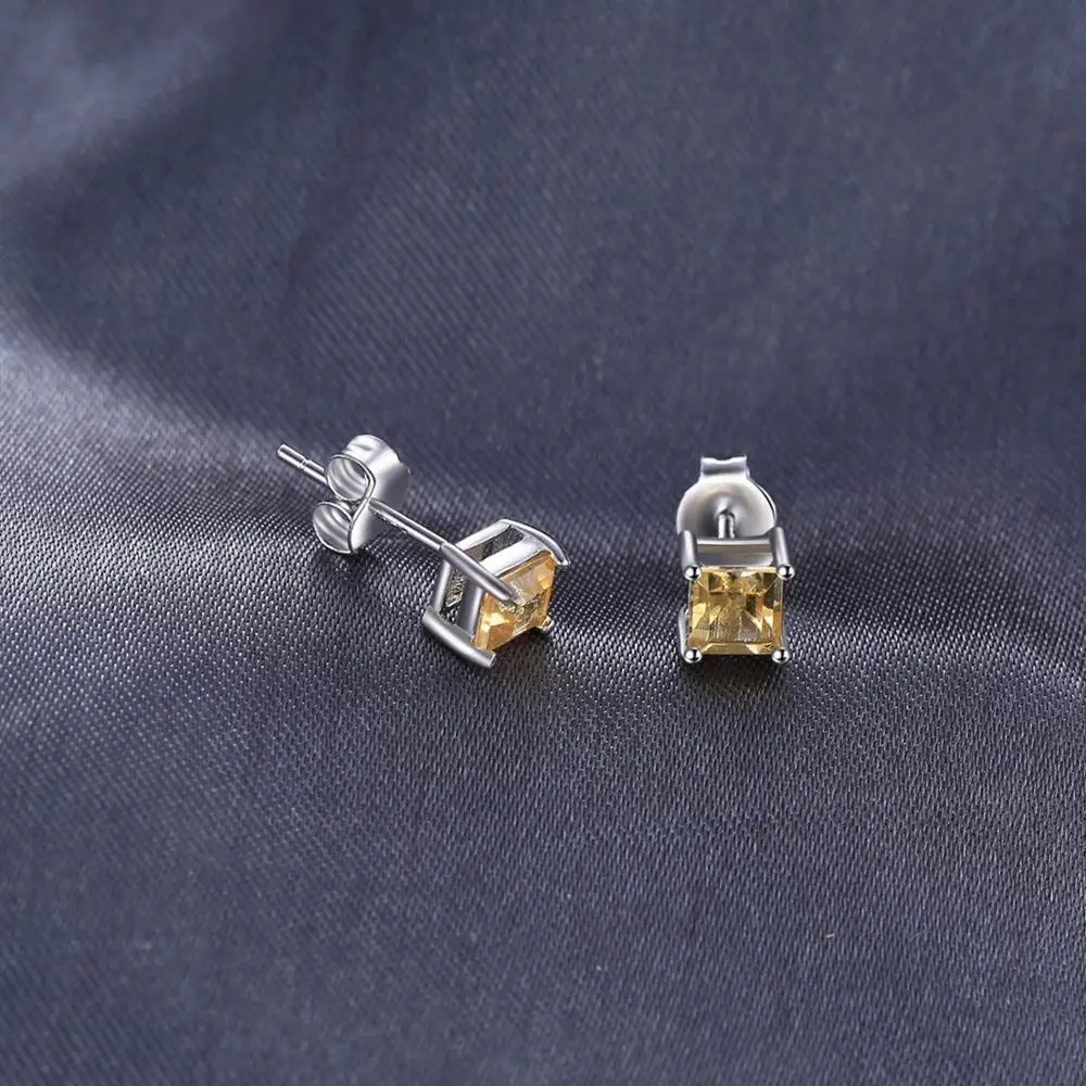 JewelryPalace квадратный натуральный цитрин серьги гвоздики 925 стерлингового серебра