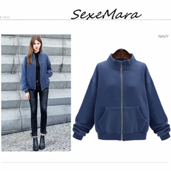 

Streetwear Regular Fashion Jacket Plus Size 2019 Print Slim Black Solid Jacket Women