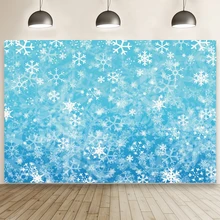 

Winter Blue Theme Snowflakes Falling Birthday Background Glitter Girls Photo Kids Party Cake Backdrop Custom Table Decor