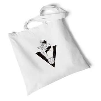 

Lychee Girls Devil Print White Canvas Bag Environmental Reusable Original Handbag Foldable Large Shoulder Bag Travel Bag