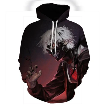 

3D Printing Hoodies New Tokyo Ghoul Men Women Sweatshirt Harajuku Boys Sweatshirts 3D Anime Hoodie Tokyo Ghoul Pullovers Tops