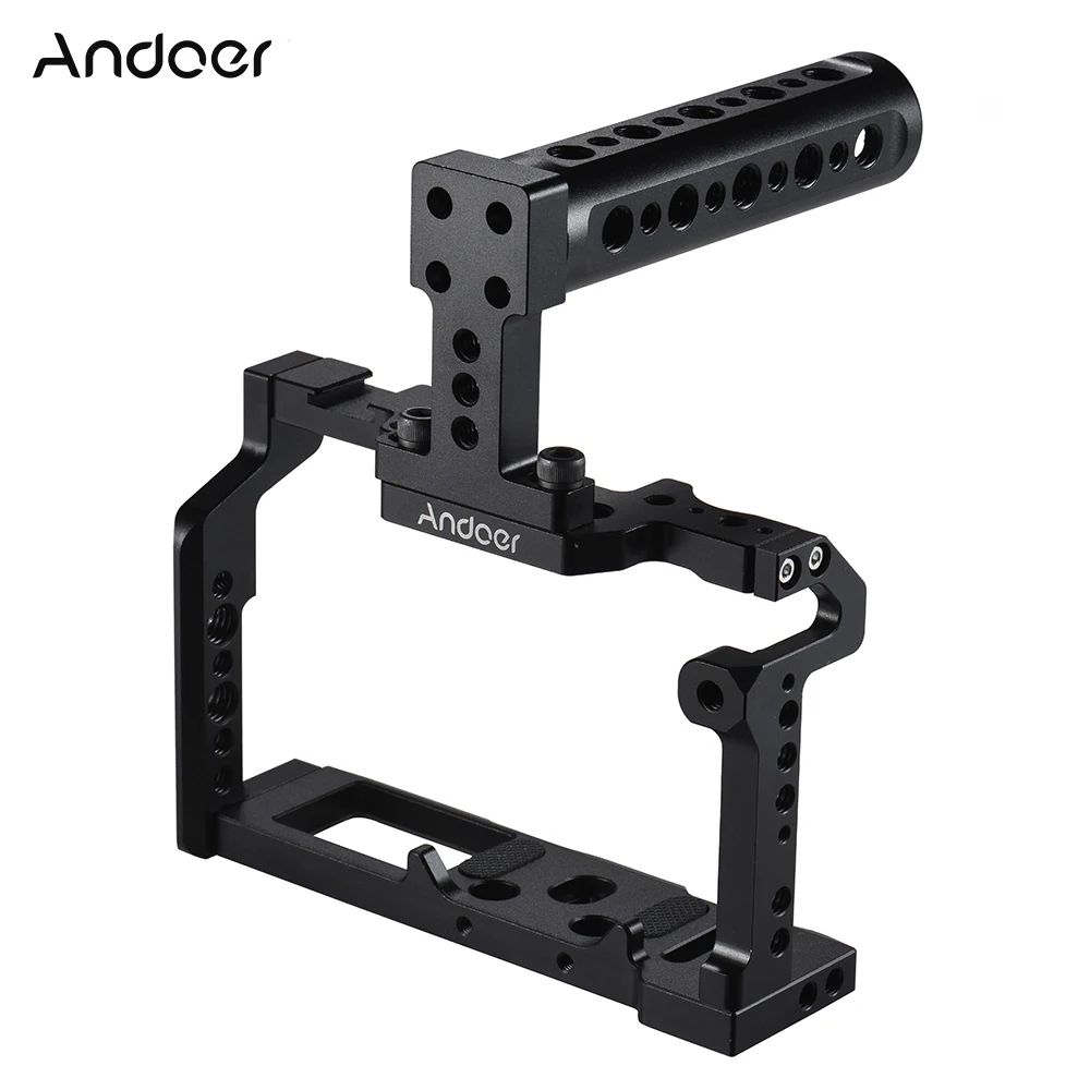 Черный Andoer Film Making System Video Camera Cage Stabilizer for Fujifilm XT2 Aluminum Alloy Camera Cage Stabilizer High Quality - Цвет: Черный