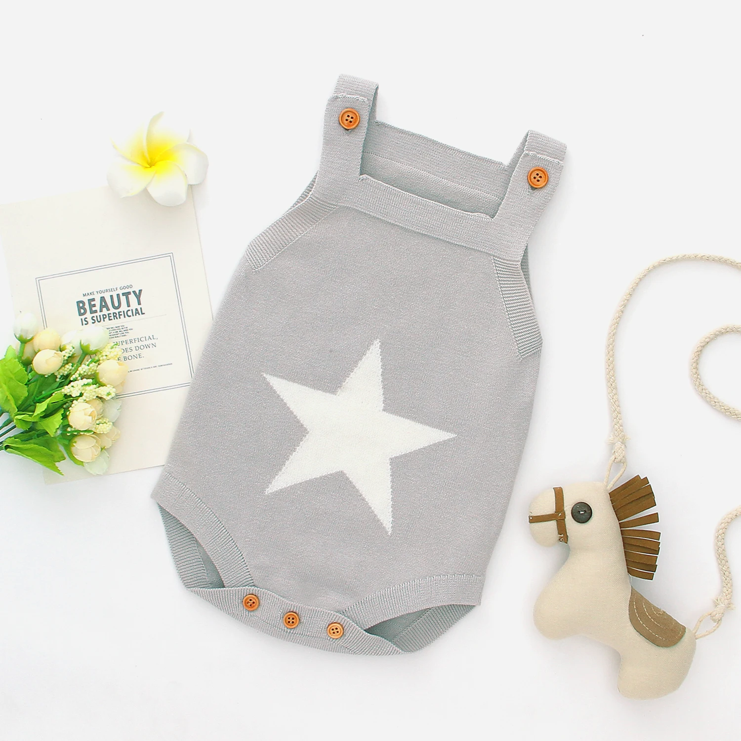 Baby Bodysuits Newborn Five Star Knitted Body Tops Onesie for Infant Boys Girls Sleeveless Jumpsuits Coveralls 0-18Month Costume