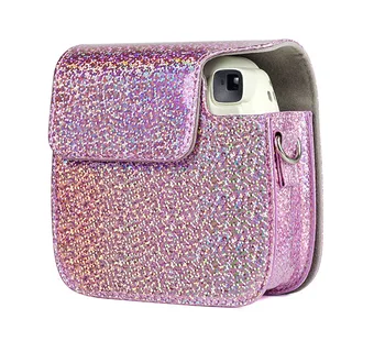

2 Colors Bling Instant Camera Case Bag For Polaroid Instax Mini 9 8 8 Mini Film PU Leather Cover with Shoulder Strap