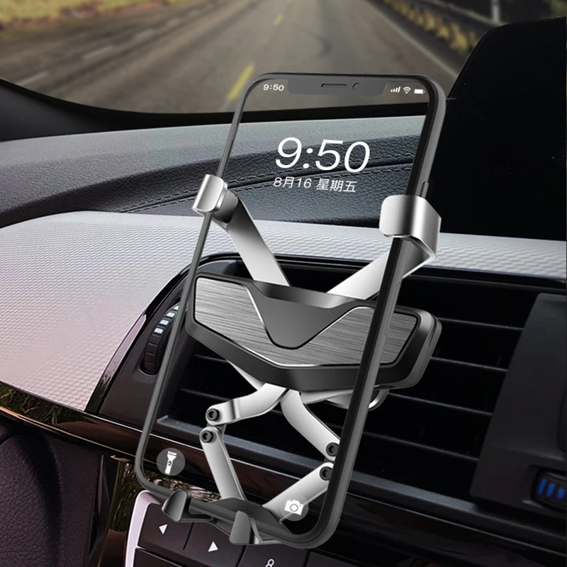 

Gravity Car Phone Holder for Car Air Vent Mount Phone Holder Stand for iPhone 7 6S X Samsung S10 Metal Cell Mobile Phone Support