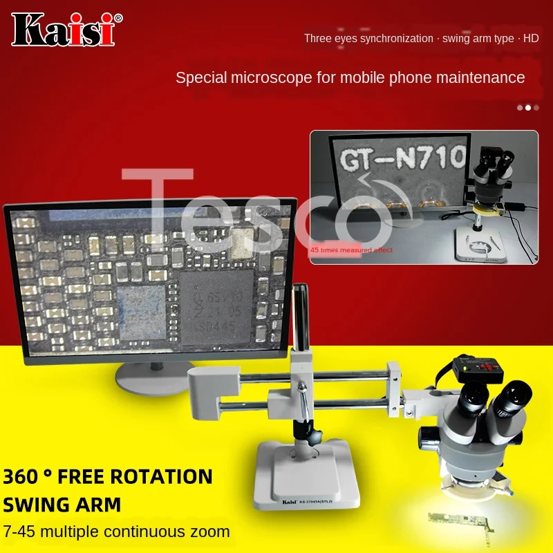 

Microscope trinocular HD 7-45 times continuous zoom magnifying glass circuit board welding