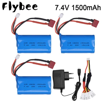 

( T Plug ) 18650 7.4V 1500mAh Battery for wltoys 12428 12423 12401 12402 12403 12404 1/12 RC truck 7.4 V 1500 mAh lipo Battery