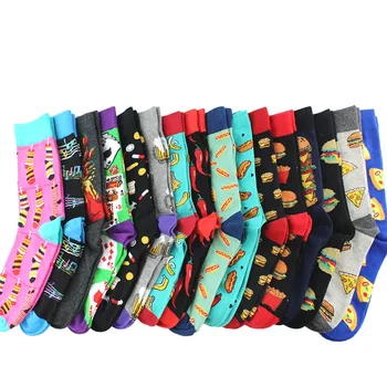 

Colorful Happy Funny Socks Men Hamburger Pizza Beer Chili Design Socks Unisex Skateboard Hip Hop Calcetines Hombre Divertidos