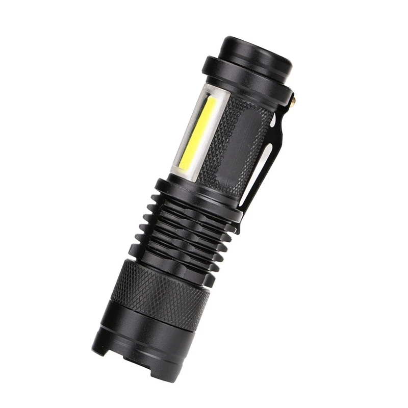 Промо-акция! Мини блики Led+ Cob фонарик Открытый походный портативный фонарик с 2 батареями АА(не входят в комплект