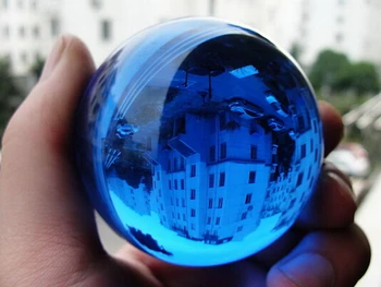 

+++---421+++Asian Rare Natural Quartz Blue Magic Crystal Healing Ball Sphere 60mm + Stand