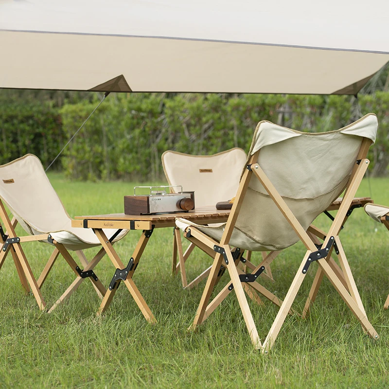 Portable beech Wooden Outdoor Camping Chair Indoor Garden Foldable Lazy Seat Fishing Picnic BBQ Folding Backrest Stool oem