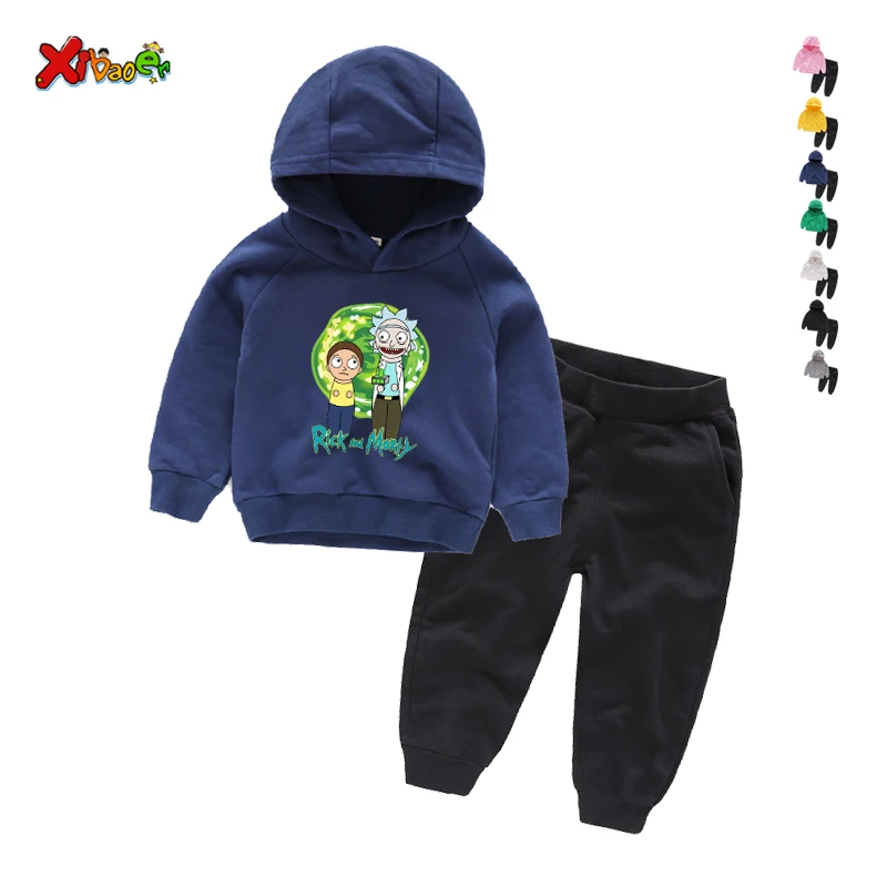 

2020 Spring Children Clothing Set Cartoon rick and morty Boys Girls Long Sleeve Coat Tops Pants Suit Kids Clothes Sets Tracksuit