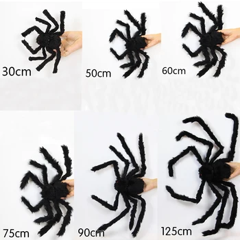 

6pcs Scary Plush Toy Props Home Decor Halloween Spider Party Simulation Model Black Gift Funny Trick Or Treat Indoor Bar Kids