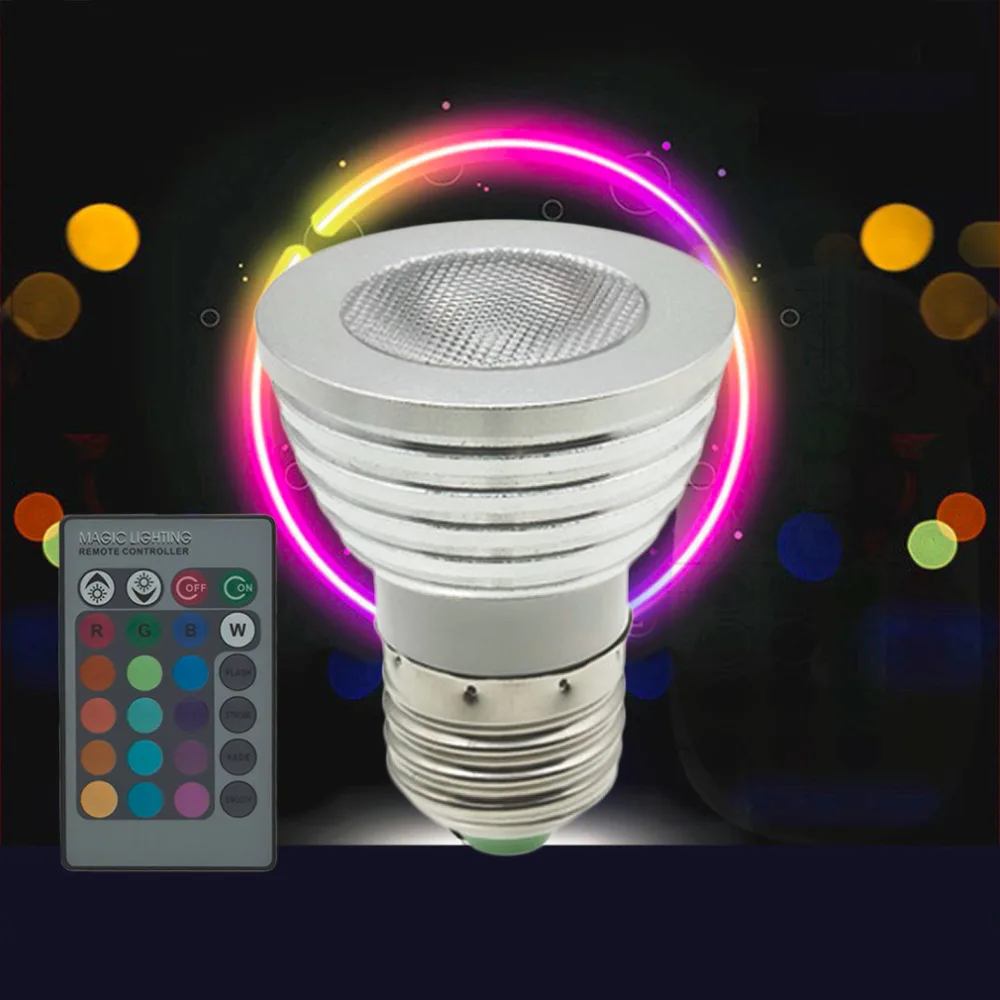 5W E27 многоцветная RGB светодиодный светильник лампа с пультом дистанционного управления
