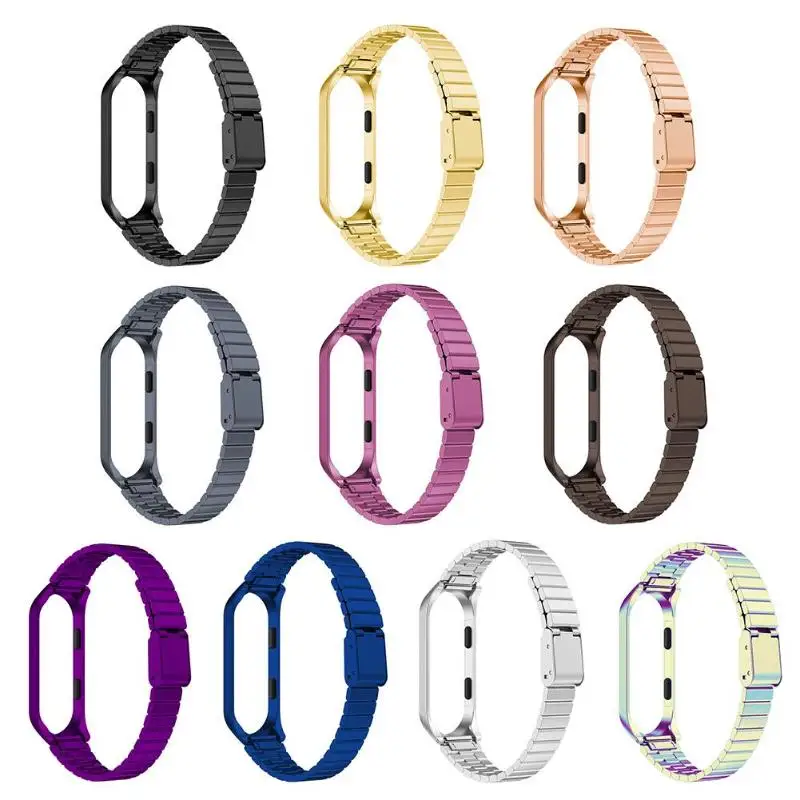 

For Mi Band 4 Strap Stainless Steel Watch Strap Replacement with Metal Frame for Xiaomi Mi Band 3 4 Smart Band Belt for Miband 4