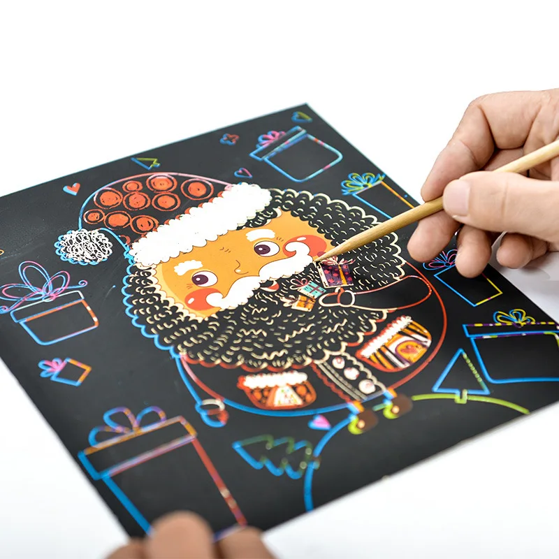 

Scratch drawing Children's Creative DIY Scratch Painting Colorful Graffiti Notebook Creative DIY christmas gift