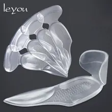 Leyou T Shape Shoe Cushion Silicon Heel Grips Pads Gel Arch Support Insoles for Flat Foot Half Insole Self-adhesive Insert Pad
