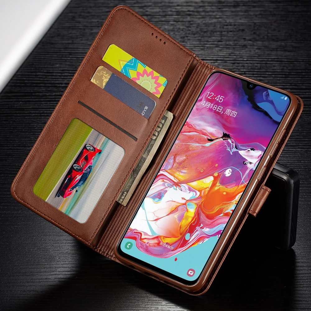 Простой Роскошный кожаный флип-кейс для samsung Galaxy A50 A70 Мягкий силиконовый чехол-бумажник для карт чехол для samsung A70 A7 2019Coque