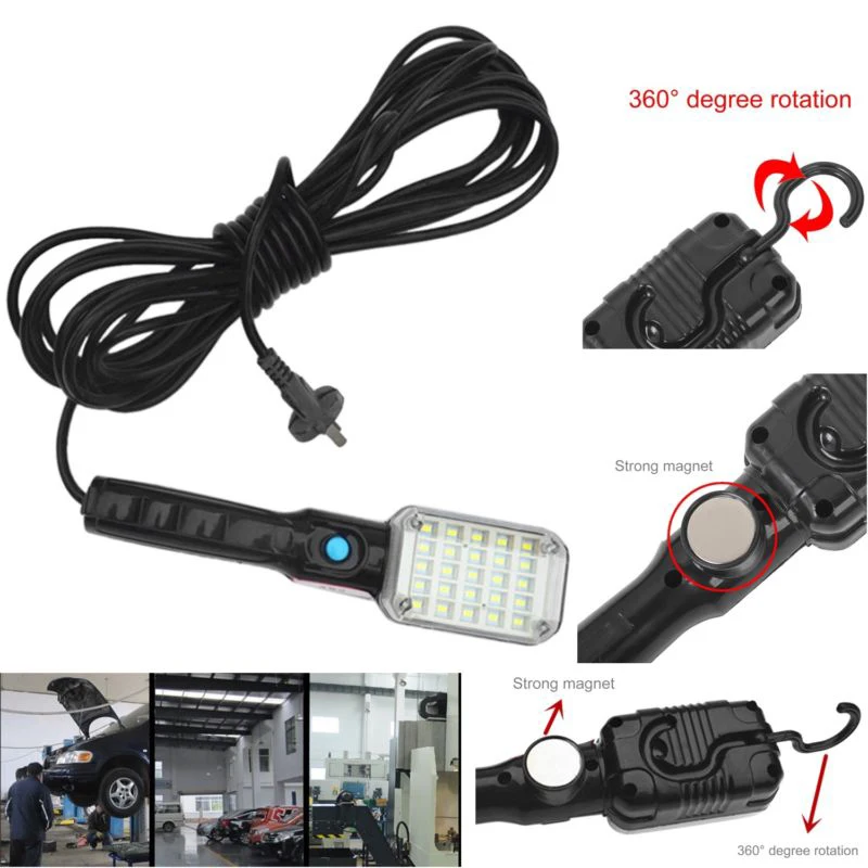 

AC 220V Handheld Magnetic LED Car Inspection Lamp Work Light Torch With Hook