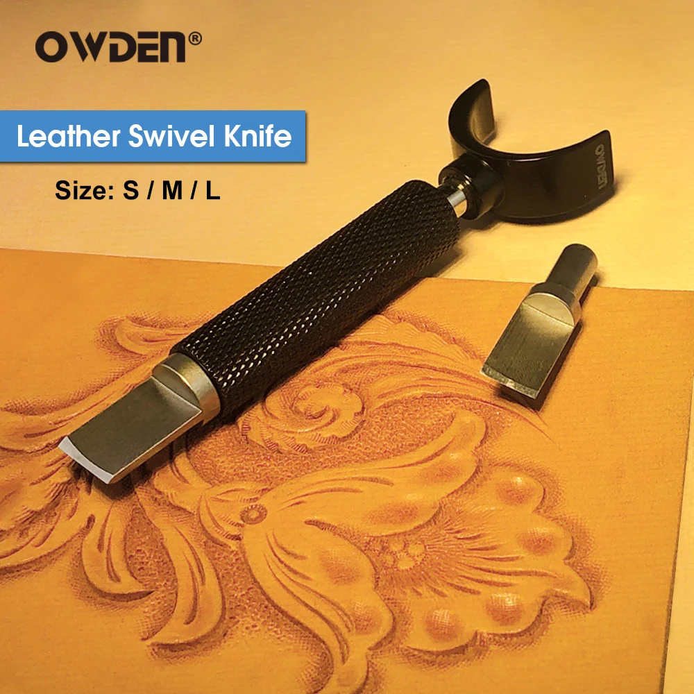 OWDEN Leather Swivel Knife Set Leather Carving Tool 2 Blades Adjustable Handle Leathercraft Tool Swivel Knife Kit
