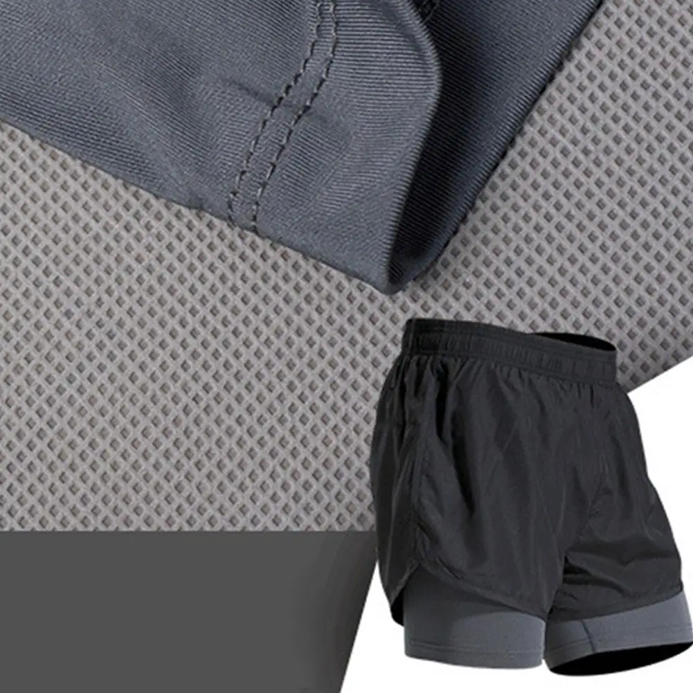 HiMISS мужские летние шорты из двух частей, эластичные быстросохнущие шорты для фитнеса, облегающие эластичные шорты для йоги