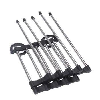 

JEYL 5 in 1 Portable Multifunctional Stainless Steel Pants Trousers Rack Closet Hanger Black & silver